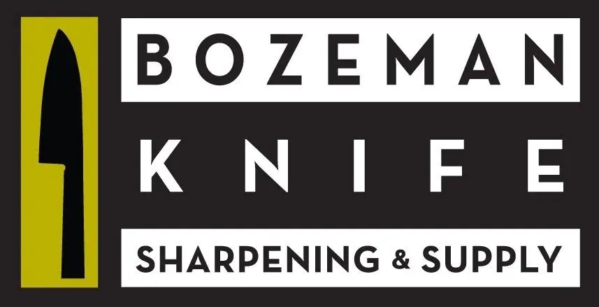 A black and white logo for bozeman knife.